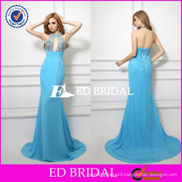 XZA002 Open Back Real Sample Exclusive Design Halter Mermaid Floor Length Sexy Evening Dress